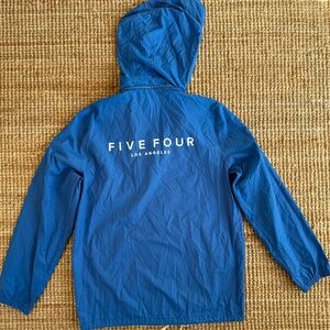 Five Four LA Blue Nylon Jacket With Hood & Pockets WINDBREAKER Men's Sz L